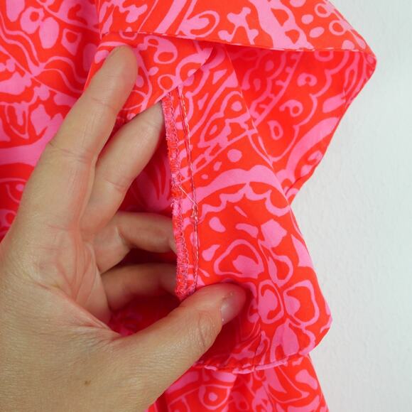 Vintage Sun Fashions of Hawaii Size 14 Hawaiian Maxi Dress Neon Pink Paisley 70s - Picture 7 of 9